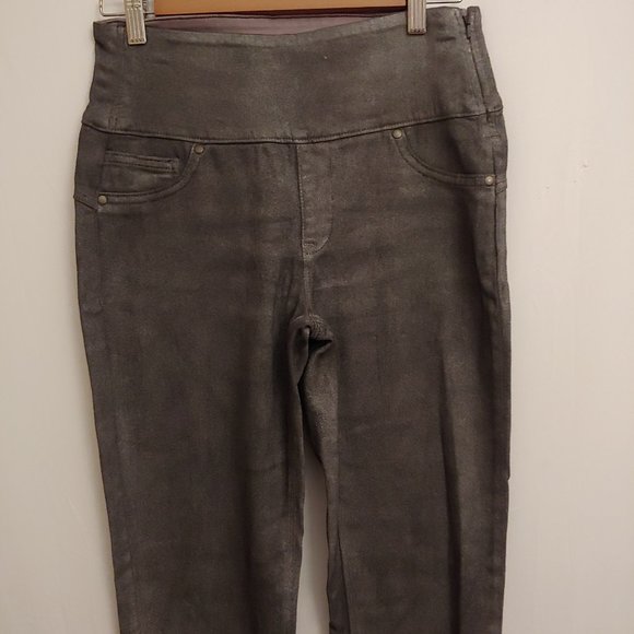 Spanx by Sara Blakley Wax Coated Leggings M Silver Grey Pewter Size Medium - Picture 2 of 11